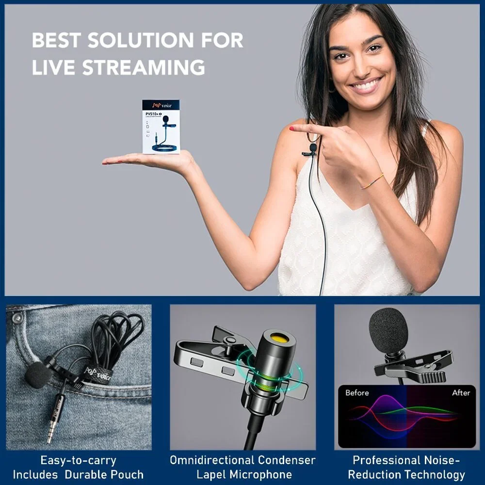 PoP VOICE Professional Lavalier Lapel Microphone ~ New in the Box